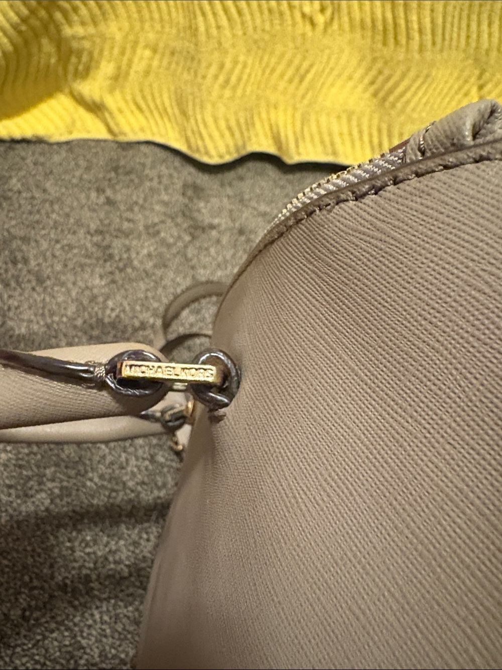 Michael Kors Taupe Saffiano Satchel with Gold Hardware with matching wallet - Picture 3 of 16